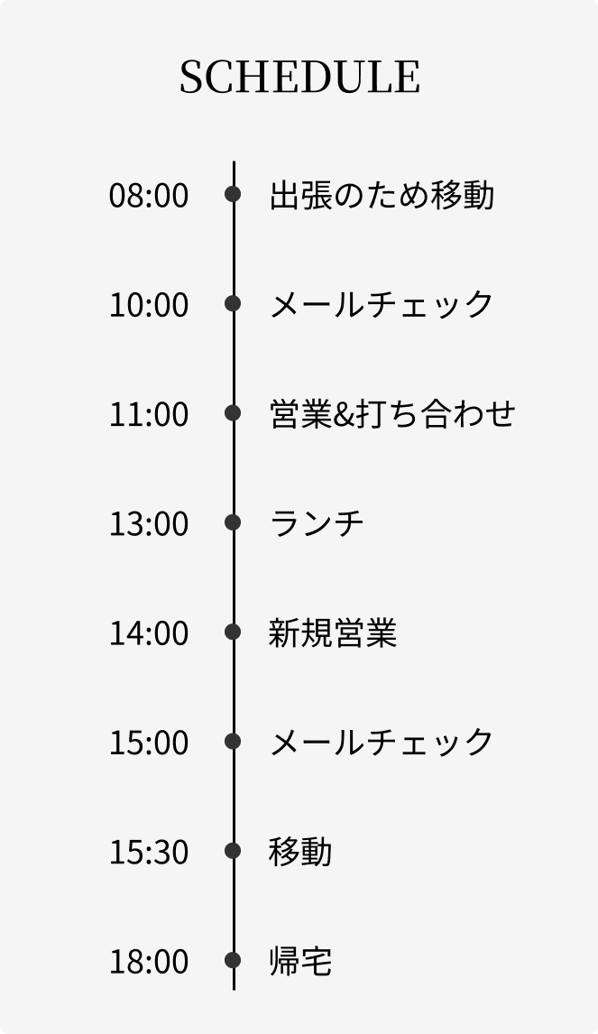 先輩社員(営業部マネージャー)スケジュール